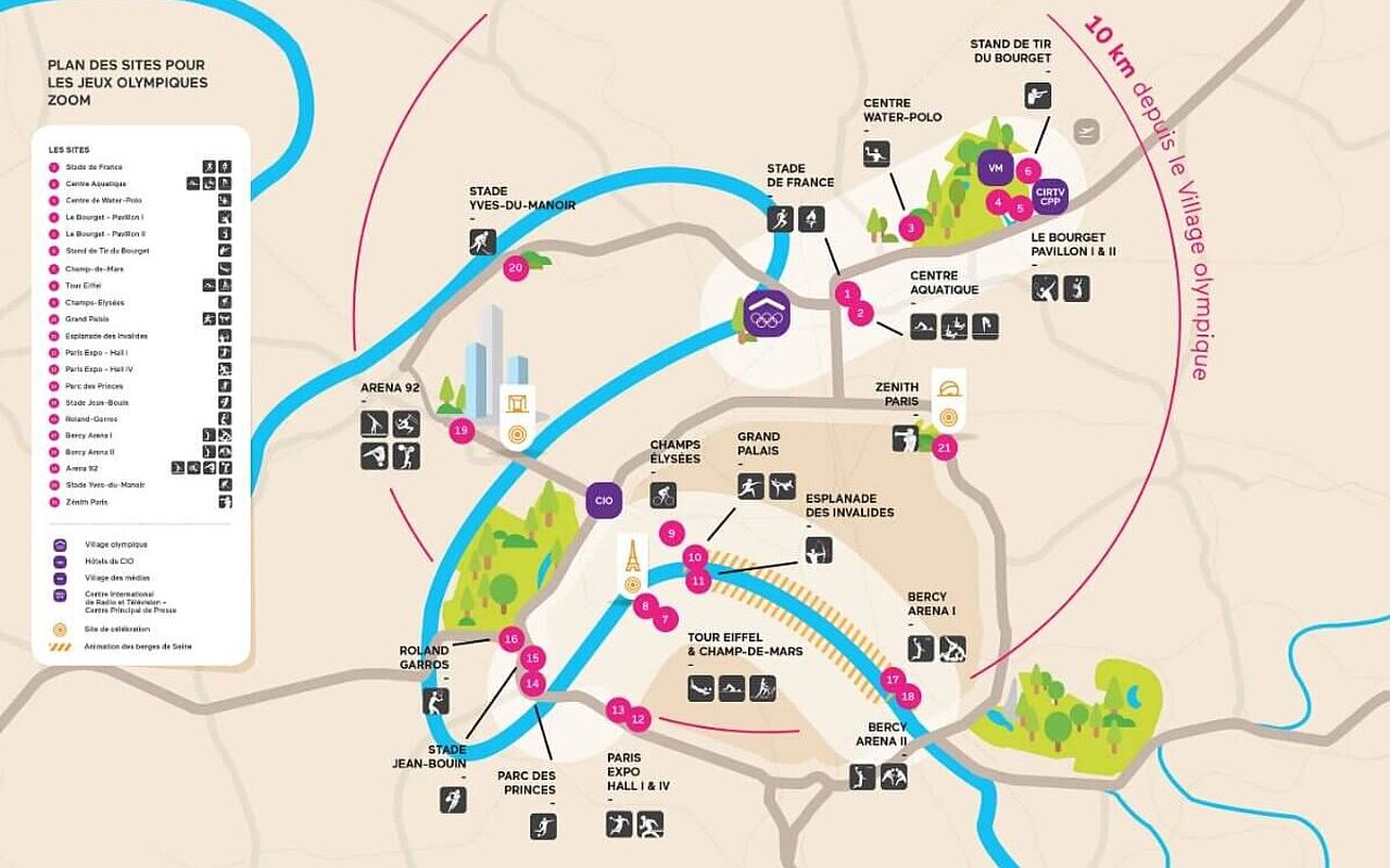 JO 2024 Carte des sites de compétition en Île-de-France