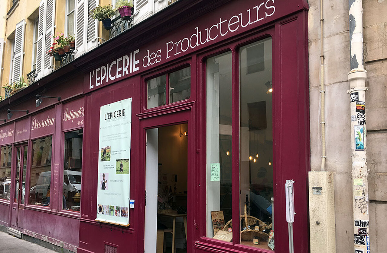 Épicerie des producteurs - Devanture du magasin installé à Paris 5e