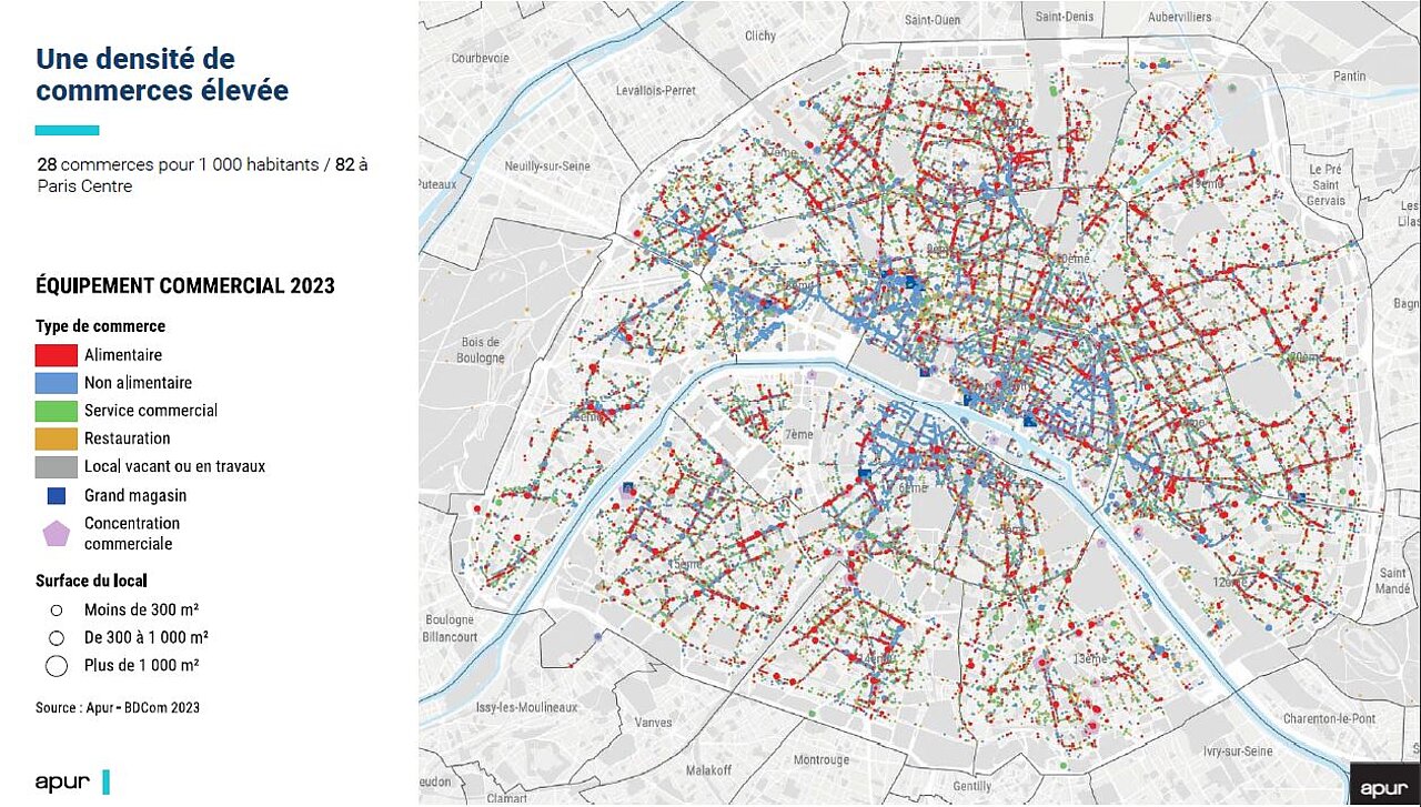 Cartographie des locaux commerciaux chiffres Paris 2023